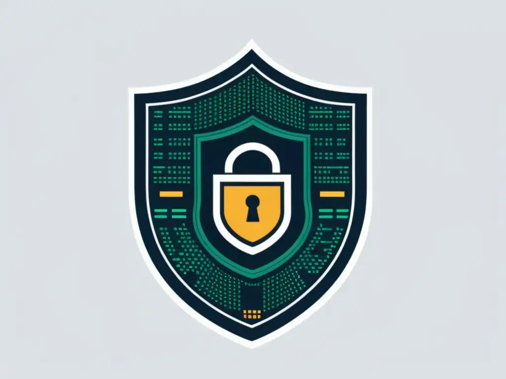 Fortaleza de Programación Segura: Protección Digital y Confianza Un fuerte digital impenetrable rodeado de un escudo de ciberseguridad, reflejando principios de programación para seguridad