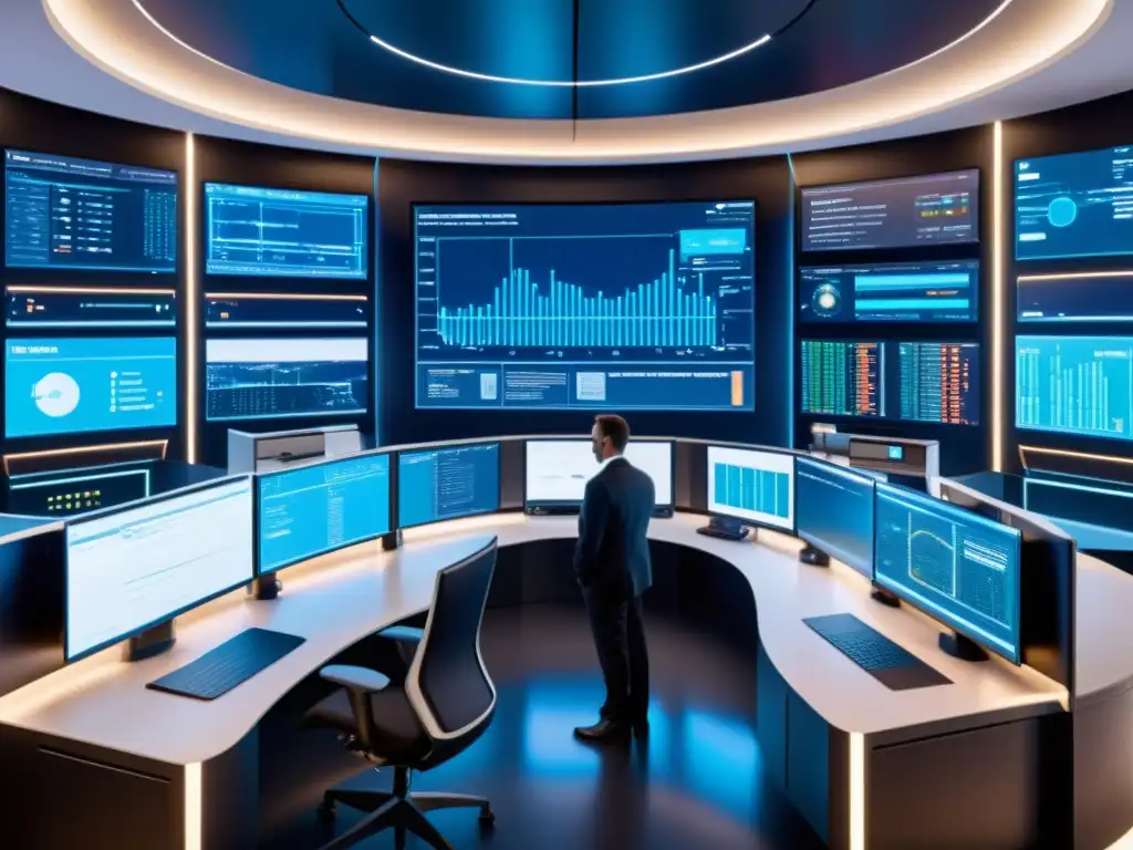 Operación futurista de minería de datos en la era del Big Data, con diseño minimalista y tecnológico