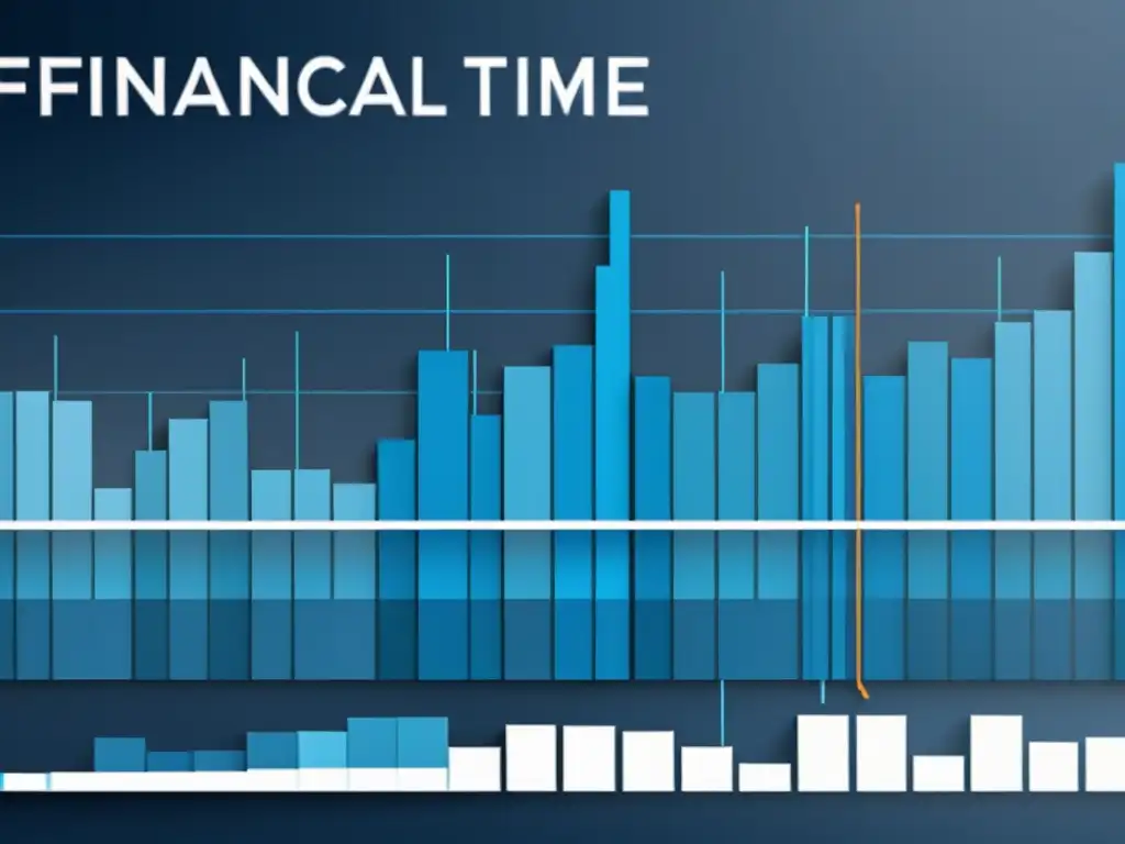 Un gráfico financiero ultradetallado en 8k muestra tendencias y algoritmos de series temporales en IA financiera con una estética futurista y profesional en tonos fríos y metálicos