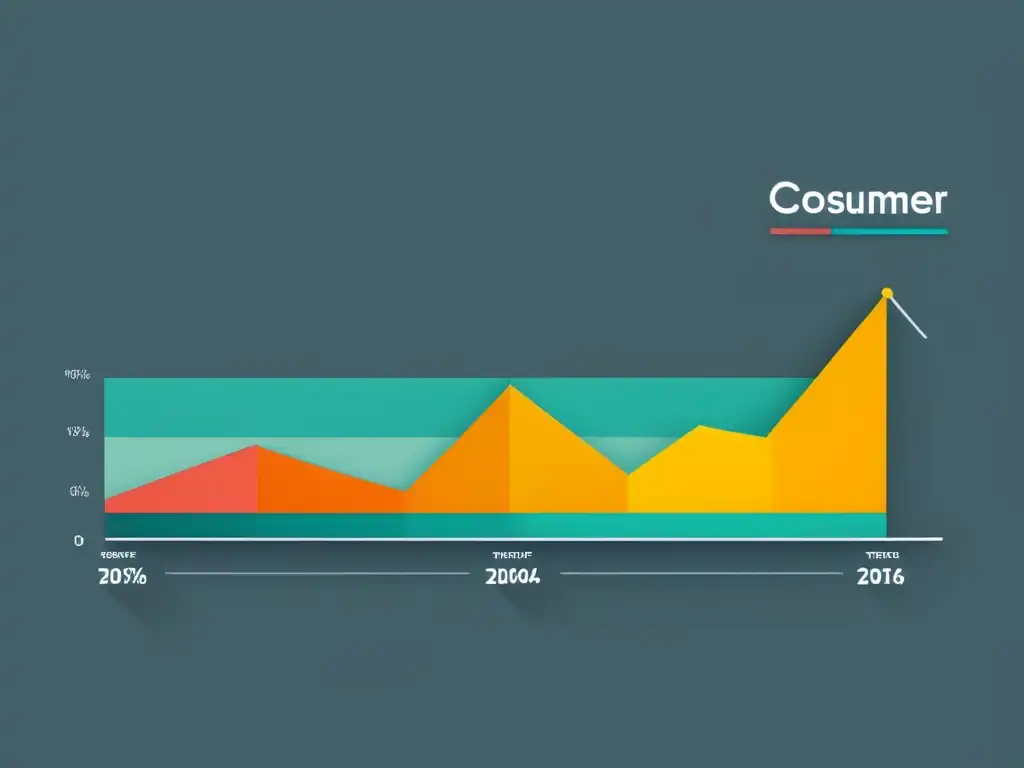 Gráfico de líneas minimalista muestra tendencias de comportamiento del consumidor con analítica predictiva, en un fondo neutro y sofisticado