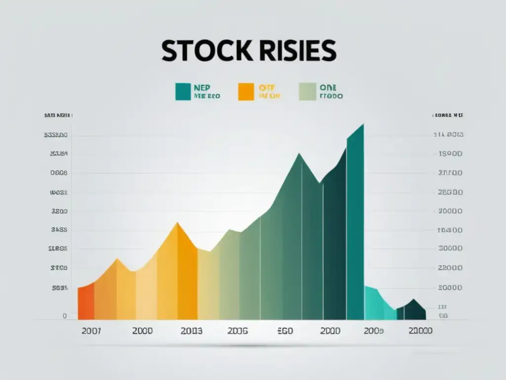 Gráfico de líneas minimalista con visualizaciones claras de datos financieros en colores sutiles sobre fondo blanco