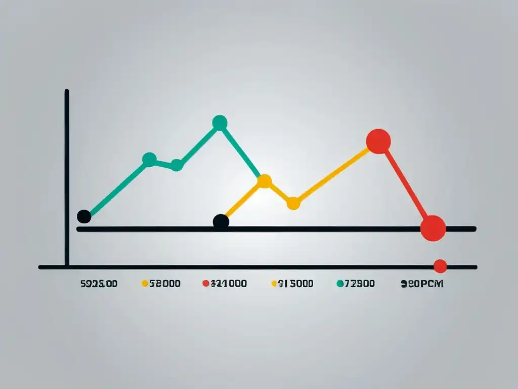 Un gráfico de líneas moderno y minimalista con colores vibrantes y precisión, ideal para Mejores librerías visualización datos desarrolladores