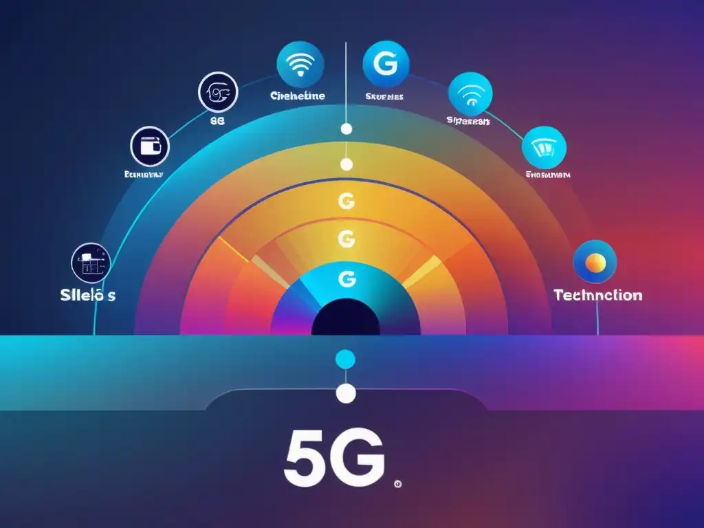 Gráfico minimalista del espectro electromagnético con enfoque en las bandas de frecuencia 5G