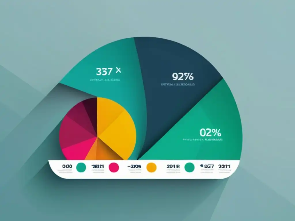 Gráfico minimalista de inteligencia de negocios en estrategias de marketing digital: datos interconectados crean un panel moderno y eficiente, con formas geométricas y paleta de colores sofisticada