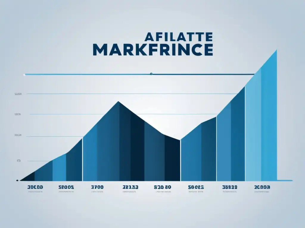 Un gráfico minimalista en tonos de azul sobre fondo blanco, representa mediciones de éxito en marketing de afiliación tecnológica