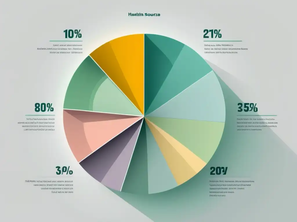 Gráfico de pastel minimalista de alta resolución que muestra la distribución de herramientas de Big Data en visualización de datos de salud, con segmentos en tonos pasteles