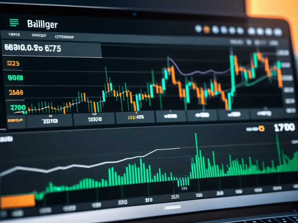 Gráfico de trading de criptomonedas con herramientas de análisis técnico estratégicamente posicionadas en una plataforma moderna y sofisticada