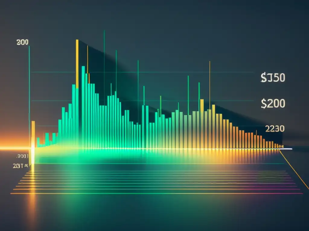 Gráfico de velas cripto con elegante diseño minimalista y colores sutiles, ideal para estrategias de inversión en criptoactivos