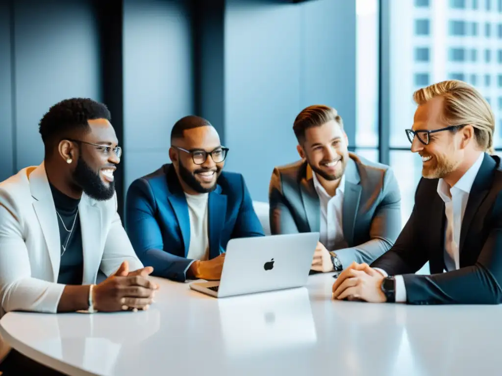 Un grupo de influyentes de la tecnología en una reunión profesional, destacando la importancia de los Tech Influencers en el mundo digital