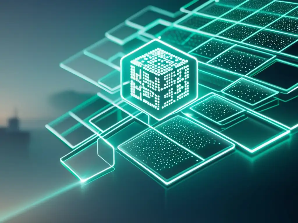 Blockchain médico en instalación futurista Transformación en la gestión de historiales médicos mediante blockchain en un entorno médico futurista y minimalista