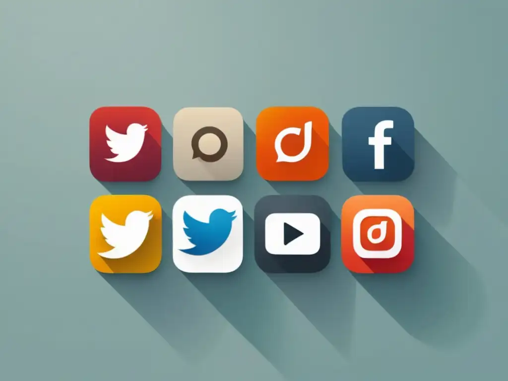 Iconos de redes sociales interconectadas en un diseño minimalista, transmitiendo eficiencia y elegancia