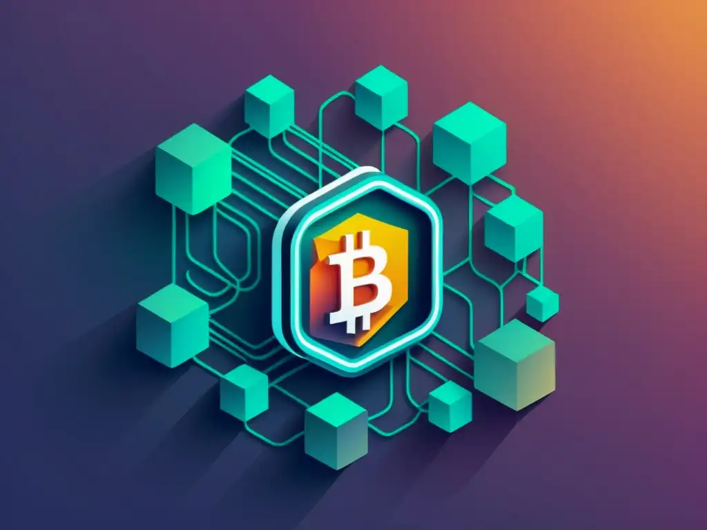 Red de blockchain: ilustración ultradetallada y minimalista Una ilustración detallada y minimalista de una red blockchain digital, con bloques interconectados que representan transacciones