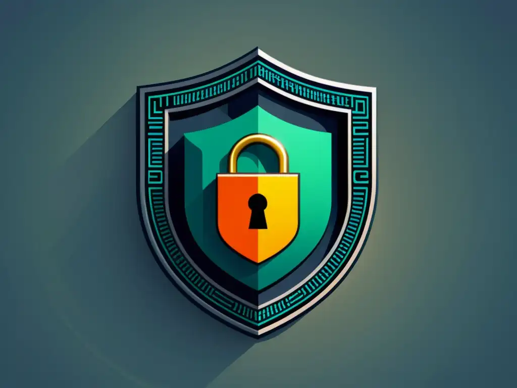 Fortaleza digital: Código seguro y protección avanzada Una ilustración minimalista de una fortaleza segura hecha de código, con detalles intrincados que representan capas de cifrado y medidas de seguridad