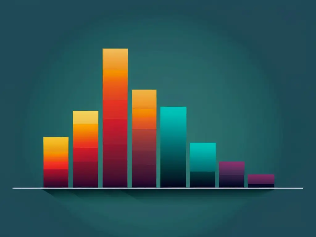 Una ilustración minimalista de una gráfica de barras moderna en una paleta de colores llamativa