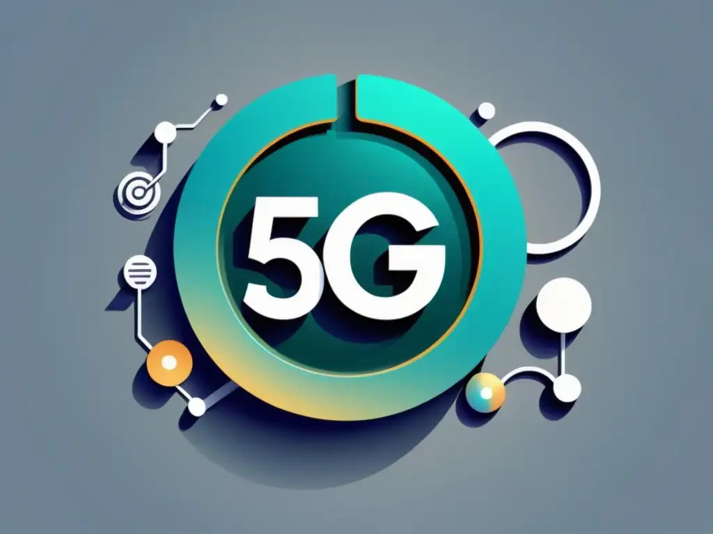 Infraestructura 5G: Conectividad Avanzada y Minimalista Una ilustración minimalista de una infraestructura de red 5G, con dispositivos interconectados y diseño moderno