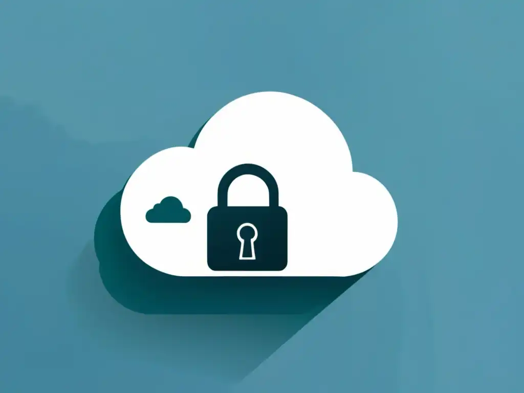 Seguridad en la nube: protegiendo tus datos en línea Una ilustración minimalista de una nube con un candado integrado, simbolizando la seguridad de datos en servicios de nube