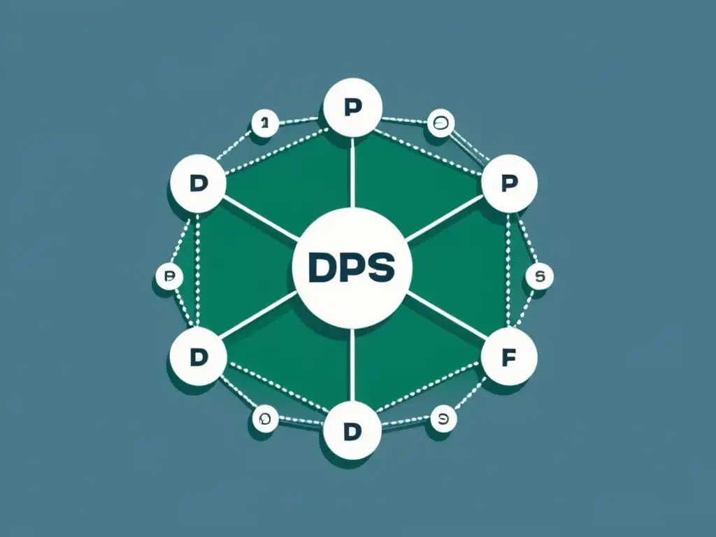 Una ilustración minimalista de una red de nodos interconectados que representa la Prueba de Participación Delegada (DPoS)