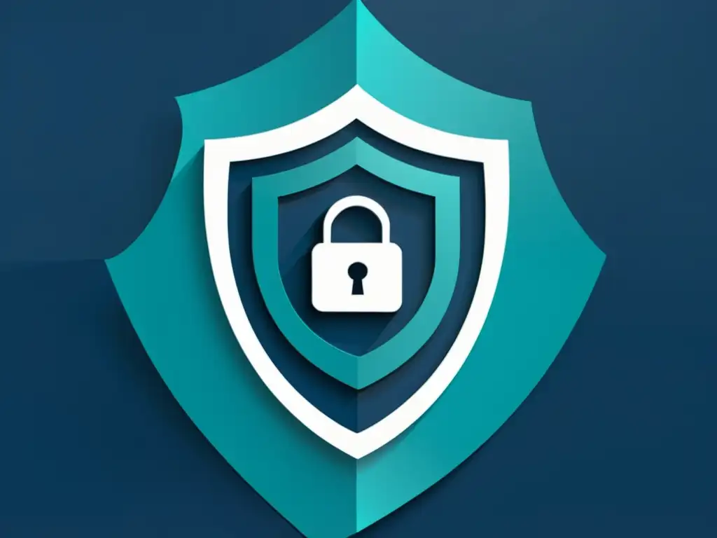 Imagen abstracta de seguridad digital con formas geométricas entrelazadas en tonos de azul y plateado, evocando modernidad y precisión