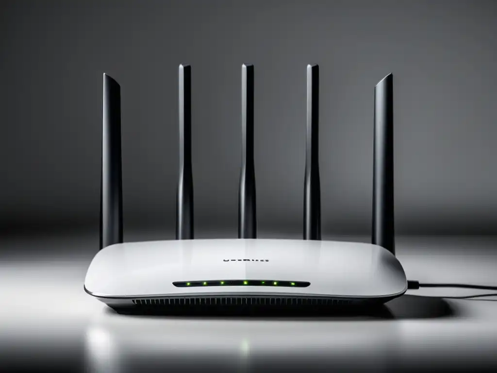 Imagen de alta definición de un elegante router inalámbrico moderno, con diseño minimalista y líneas limpias