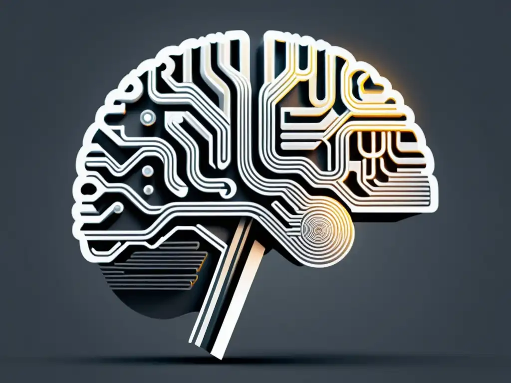Imagen en 8k de un cerebro con circuitos integrados, simbolizando la intersección de psicología y tecnología en el marketing de afiliación