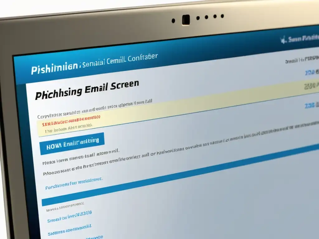 Imagen detallada de un correo de phishing en pantalla de computadora