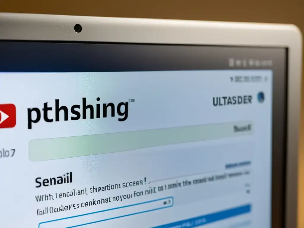 Imagen detallada de pantalla de computadora con un correo de phishing convincente, resaltando la sofisticación de las técnicas modernas