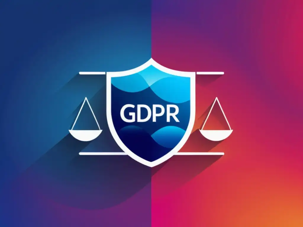 Imagen de escala estilizada con logotipos GDPR e ISO 27001 en equilibrio