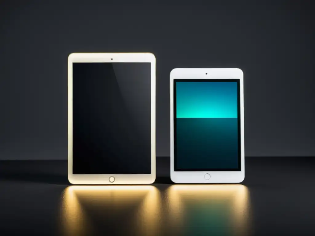 Una imagen minimalista muestra un smartphone y una tablet futuristas con un acabado metálico