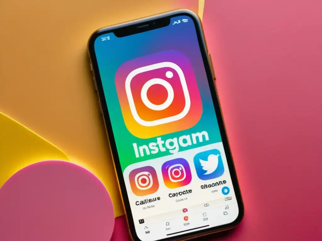 Imagen de pantalla de smartphone con Instagram Story de marketing en redes sociales efímeras: contenido vibrante y llamativo