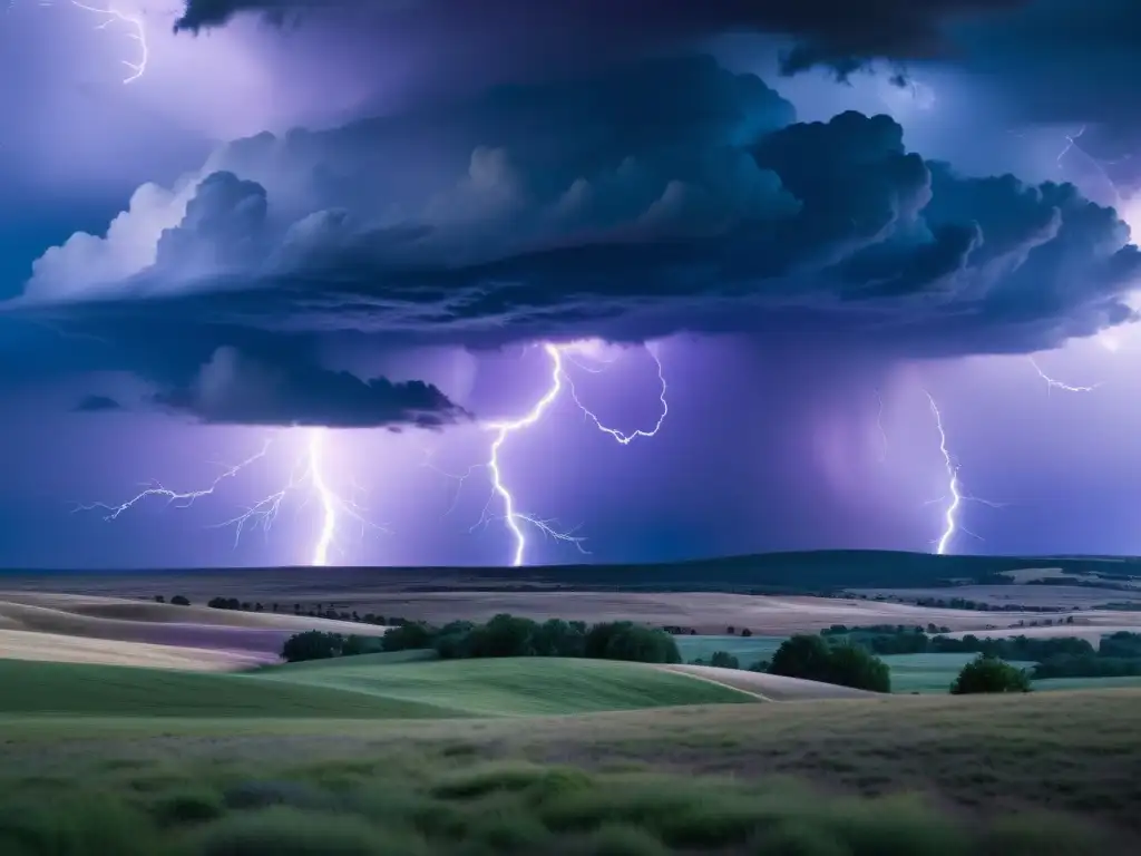 Tormenta poderosa sobre paisaje vasto - imagen 8k Imagen 8k de una poderosa tormenta sobre un vasto paisaje