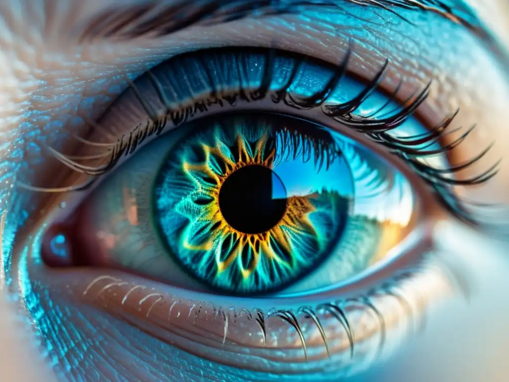 Una imagen de alta resolución de un ojo humano con detalles intrincados del iris