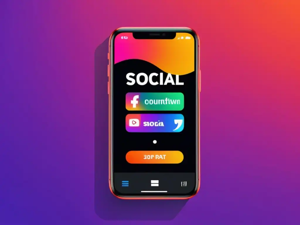 Imagen de smartphone con publicación efímera en redes sociales, diseño moderno y vibrante