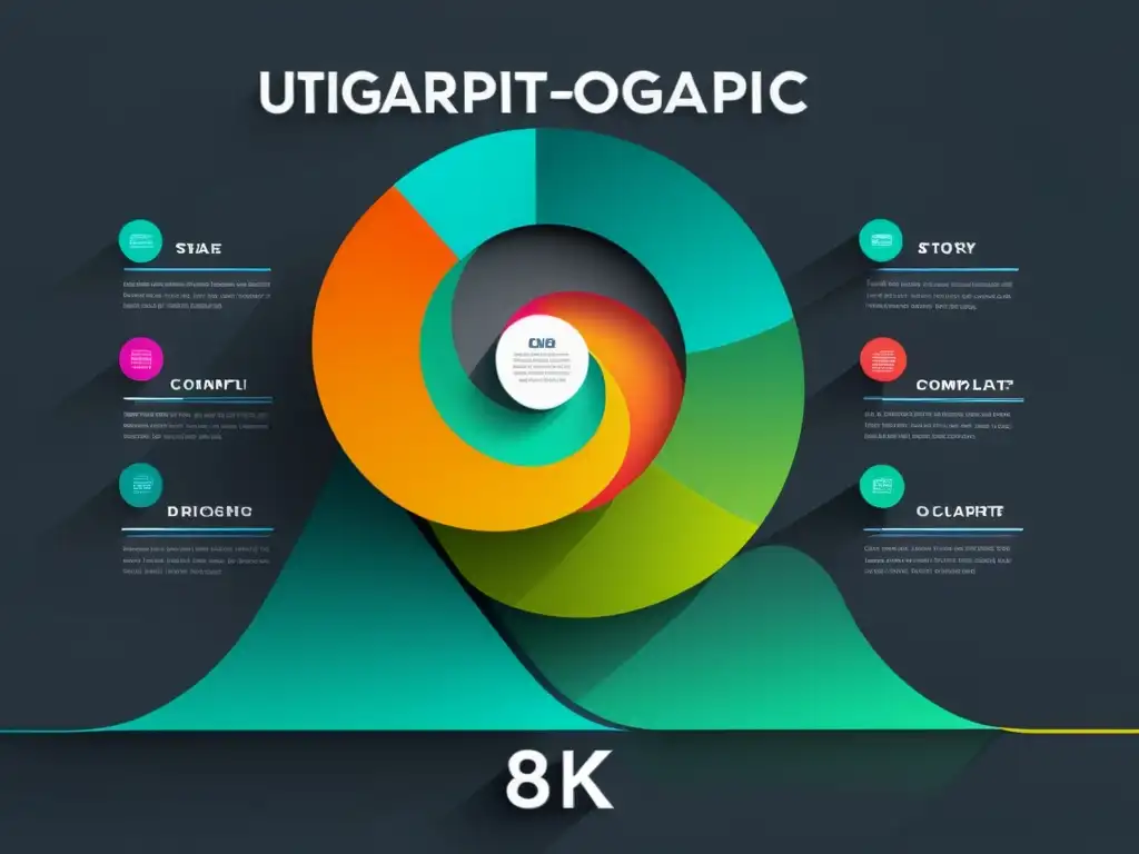 Infografía impactante: datos complejos convertidos en diseño visual vibrante y moderno, cautivando al espectador