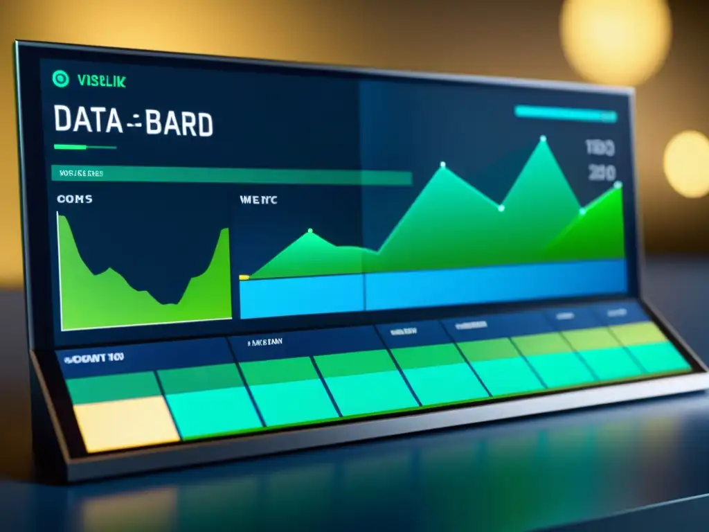 Un impactante panel de visualización de datos en 8k, con gráficos dinámicos y análisis predictivo en una interfaz futurista