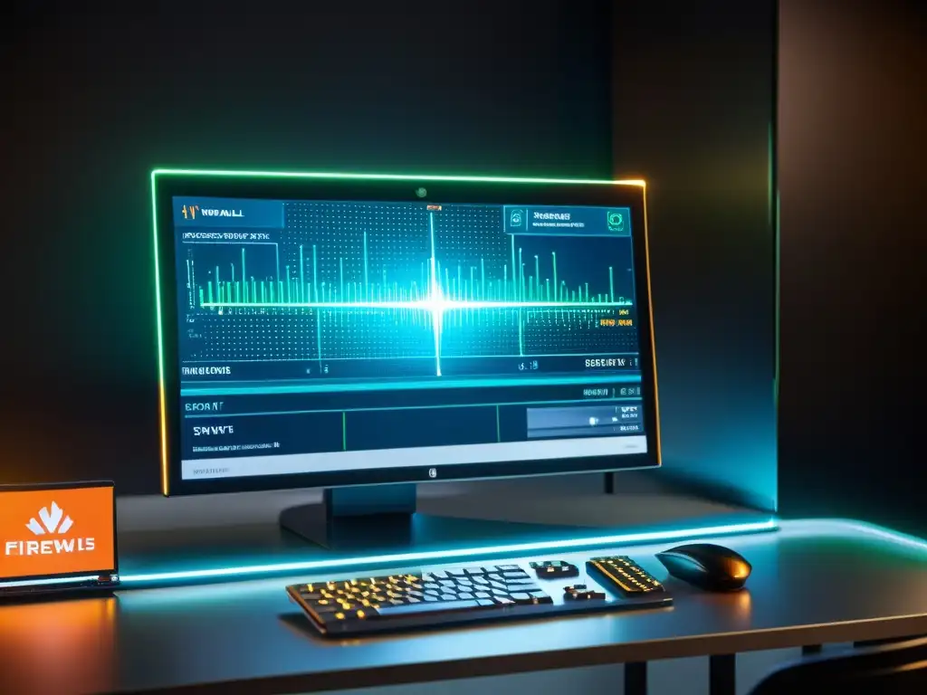 La importancia de firewalls y antivirus: moderno sistema de protección cibernética y monitoreo de amenazas en un entorno minimalista y sofisticado