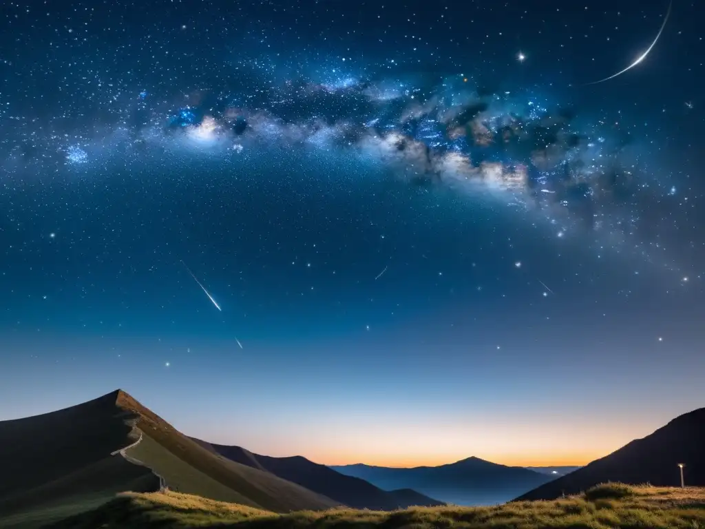 Una impresionante imagen de la noche estrellada, con constelaciones y cuerpos celestes, bajo un cielo oscuro iluminado por la luna