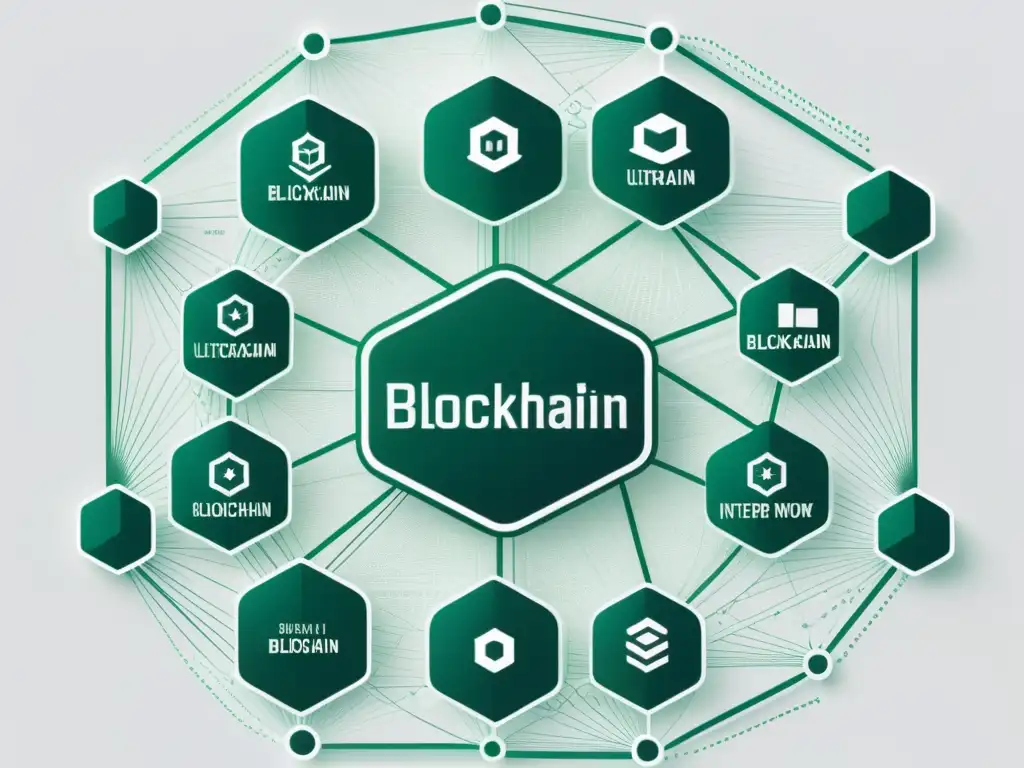 Una increíble imagen detallada de un diagrama transparente de una red blockchain, con cada bloque etiquetado e interconectado con líneas delicadas