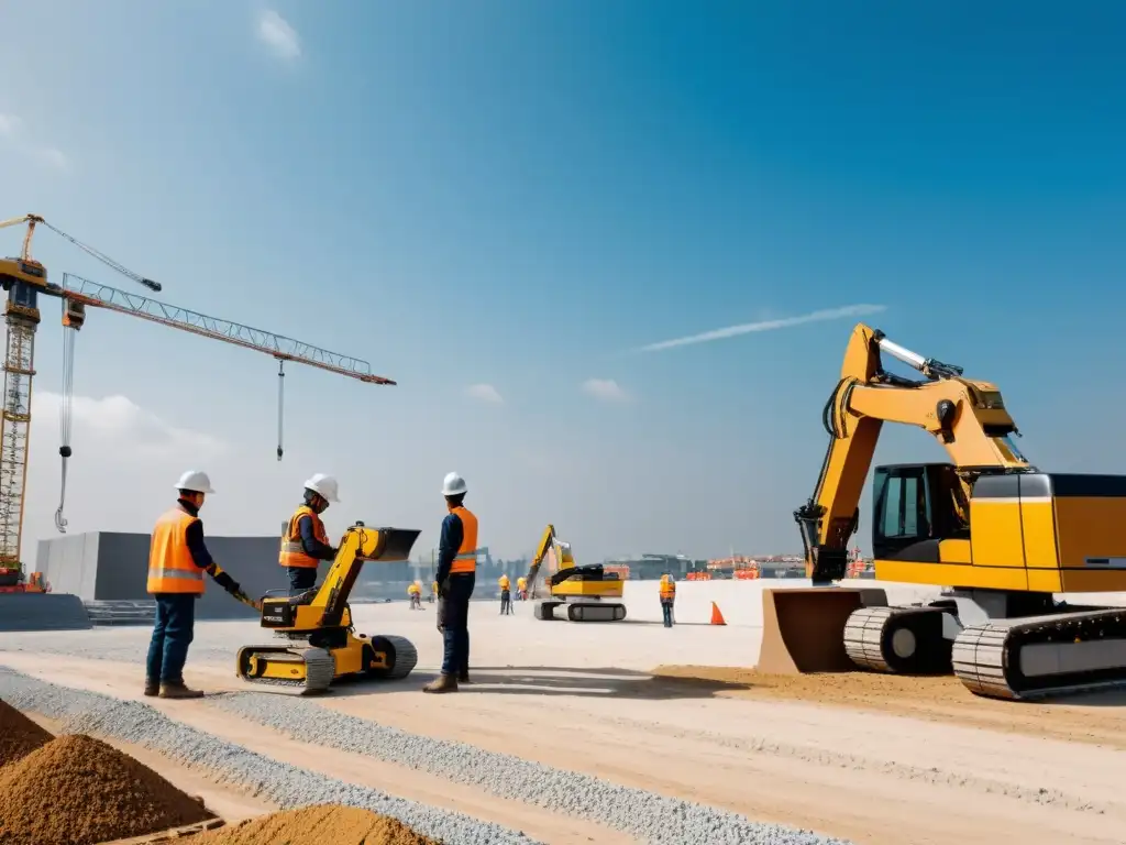 Innovadora integración de robots y trabajadores en una obra, resaltando la robótica en reducción costos construcción