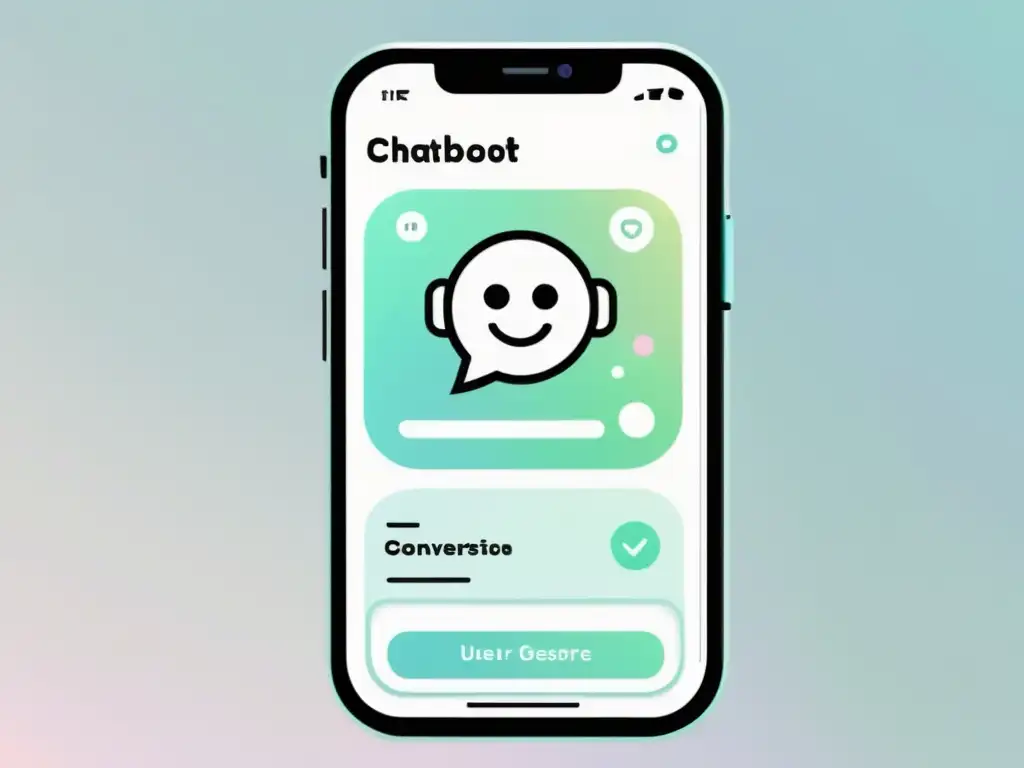 Interfaz de chatbot moderna y minimalista para RRHH en tecnología, con colores suaves y diseño intuitivo