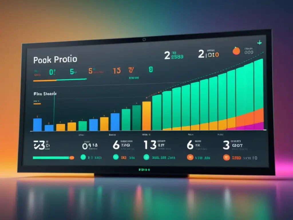 Interfaz financiera futurista con algoritmos de series temporales en IA financiera, datos en tiempo real y visualizaciones vibrantes