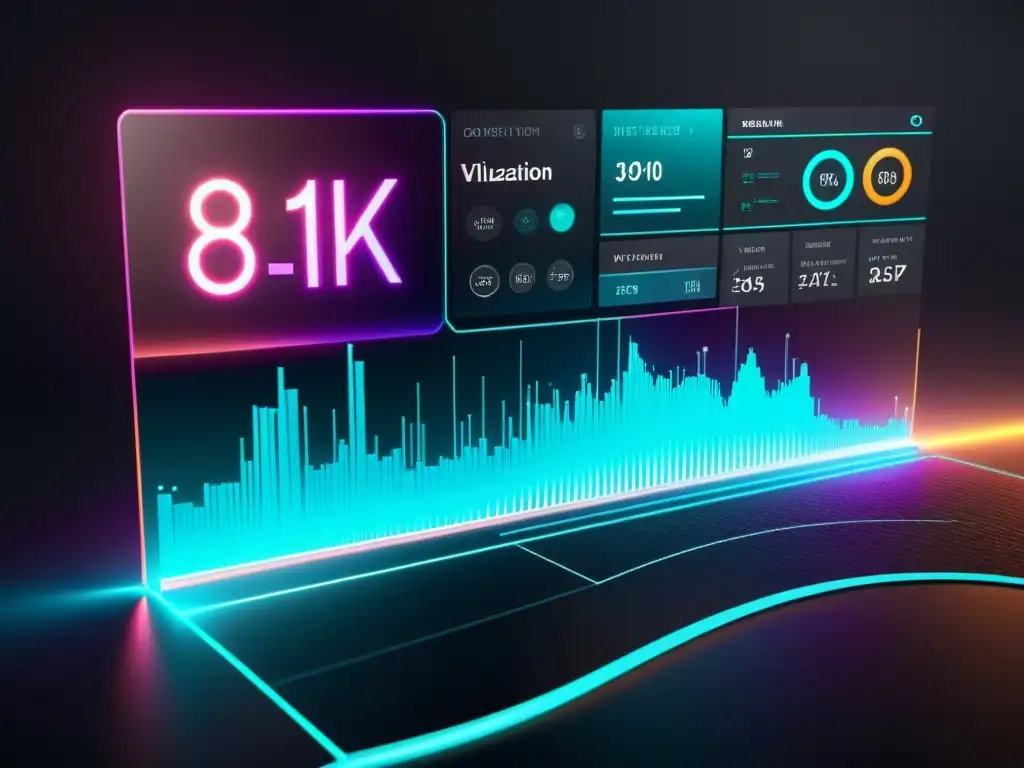 Interfaz futurista de visualización de datos con herramientas avanzadas de visualización de datos en 8k