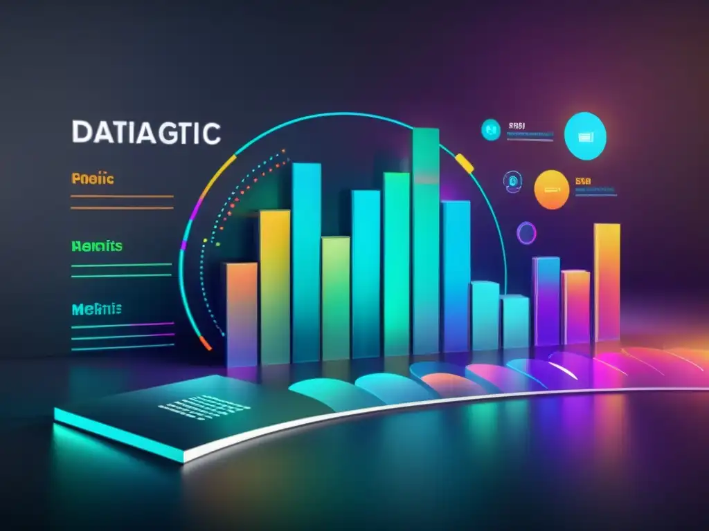 Interfaz holográfica futurista mostrando datos de marketing