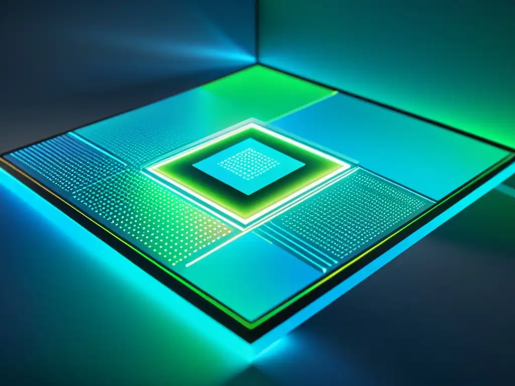 Interfaz holográfica futurista con visualización de datos tecnológicos de 2023