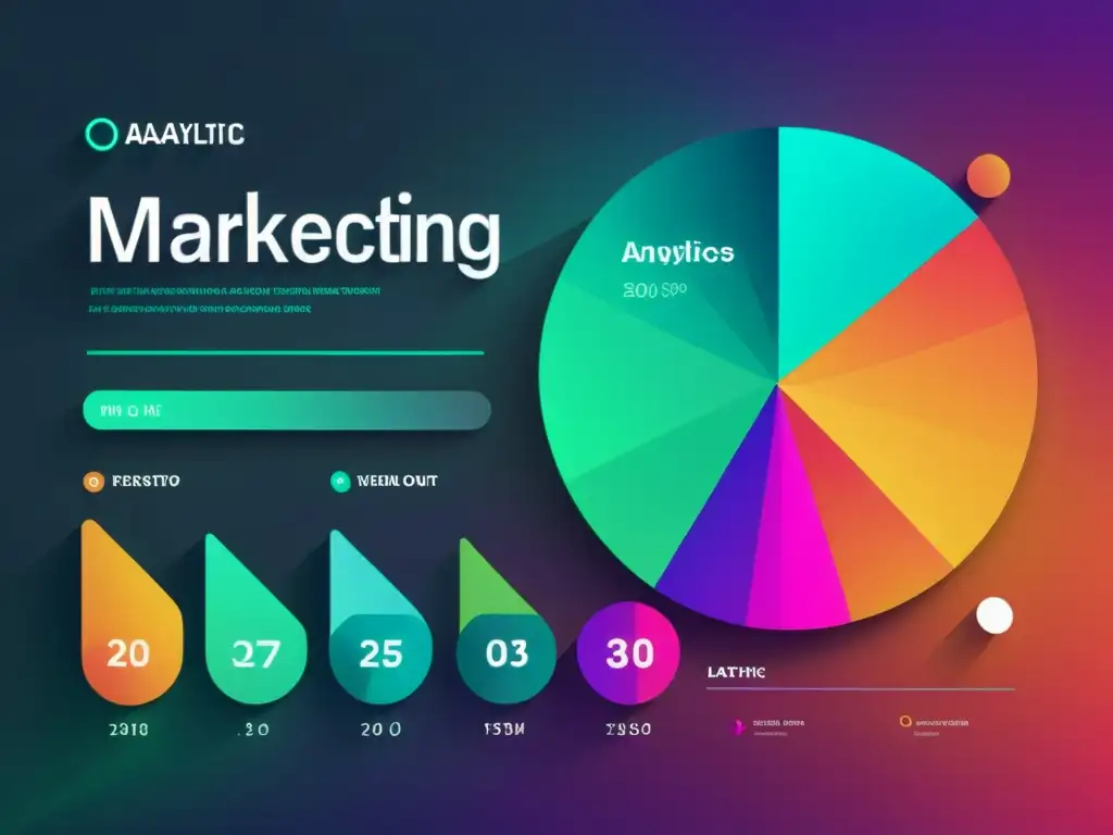 Interfaz futurista de marketing digital personalizado con machine learning, visualizaciones de datos abstractos y colores dinámicos