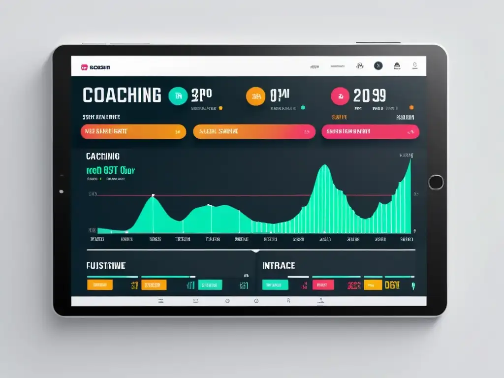 Interfaz moderna de aplicación para coaching deportivo con métricas en tiempo real y recomendaciones personalizadas