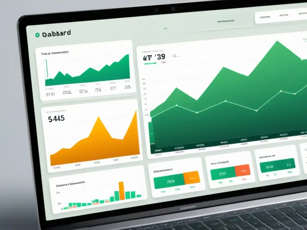 Interfaz de panel de control elegante y minimalista con visualizaciones de datos dinámicas, ideal para desarrolladores