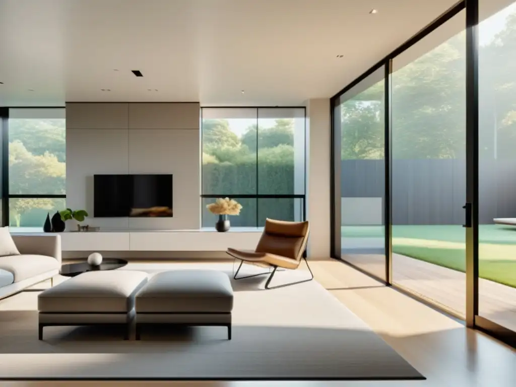 Interior minimalista con muebles modernos y realidad aumentada en diseño colaborativo de interiores