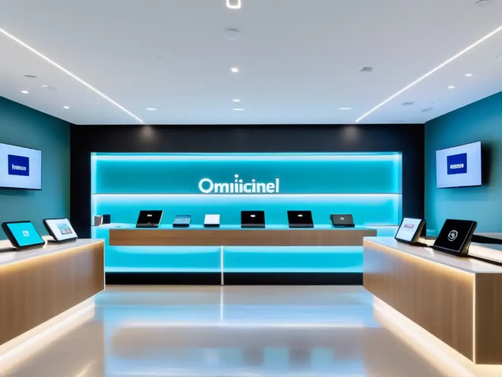 Interior de tienda minorista moderna y elegante con integración omnicanal