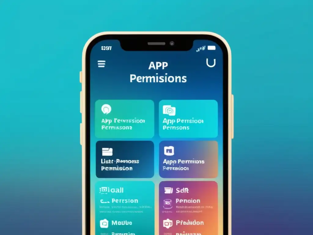 Listado de permisos de aplicaciones en pantalla de smartphone