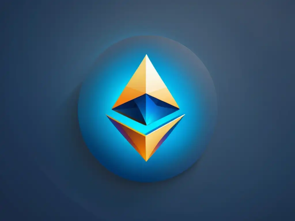 Logo de Ethereum en 8k con estilo minimalista y sofisticado, emitiendo luz